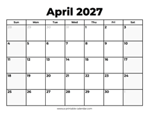 April 2027 Calendar With Holidays