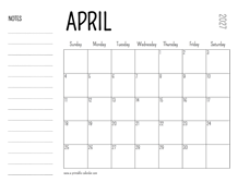 April 2027 Printable Calendar
