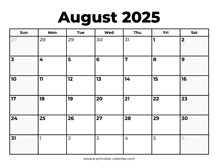 August 2025 Calendar With Holidays