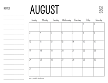 August 2025 Printable Calendar