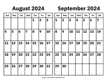 August and September 2024 Calendar