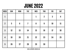 Calendar 2022 June