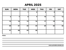 Calendar April 2025