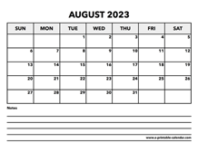 Calendar August 2023