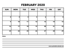 Calendar February 2020