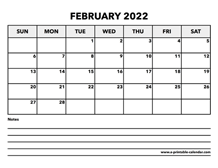 Calendar February 2022