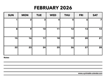 Calendar February 2026
