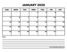 Calendar January 2020