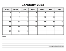 Calendar January 2023
