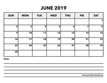 Calendar June 2019