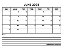 Calendar June 2025