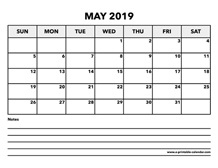 Calendar May 2019
