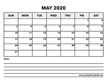 Calendar May 2020