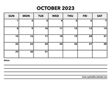 Calendar October 2023