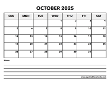 Calendar October 2025