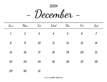 December Calendar 2024 Printable