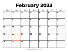 February 2023 Calendar With Holidays