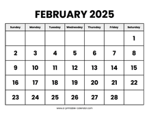February 2025 Calendar Printable