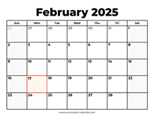 February 2025 Calendar With Holidays