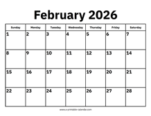 February 2026 Calendar