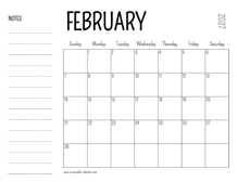 February 2027 Printable Calendar