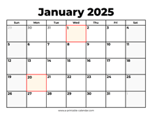 January 2025 Calendar With Holidays