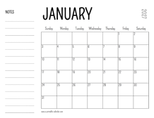 January 2027 Printable Calendar