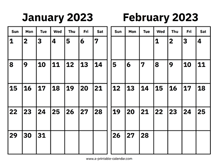 January and February 2023 Calendar