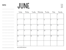 June 2019 Printable Calendar