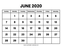 June 2020 Calendars – Printable Calendar 2020