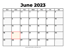 June 2023 Calendar With Holidays