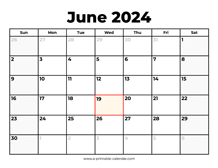 June 2024 Calendar With Holidays