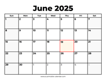 June 2025 Calendar With Holidays