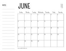June 2027 Printable Calendar