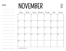 November 2026 Printable Calendar