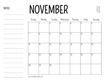 November 2027 Printable Calendar