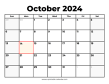 October 2024 Calendar With Holidays