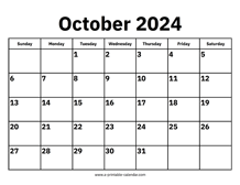 October 2024 Calendar