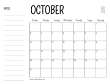 October 2027 Printable Calendar