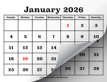 Printable Calendar Pages for 2026