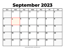 September 2023 Calendar With Holidays