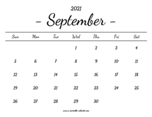 September Calendar 2021 Printable